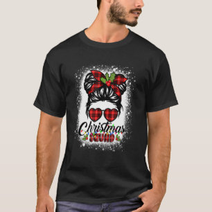 Camiseta Xadrez de Natal Xmas Mensagem Bun Bleached Girl