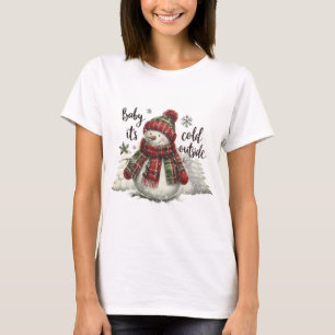 Camiseta Xadrez de Neve Papel de Natal no inverno