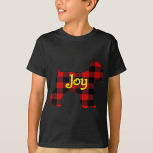 CAMISETA XADREZ DE SCHNAUZER BUFFALO COM JOY CHRISTMAS DOG