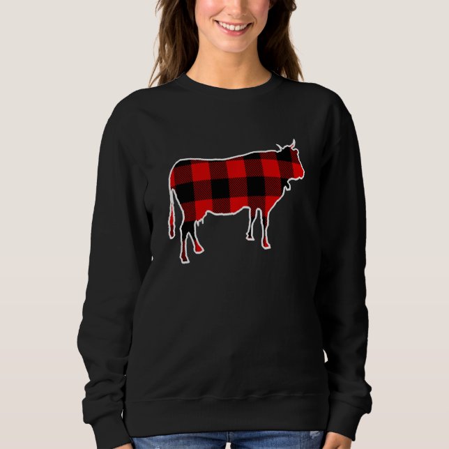 Camiseta Xadrez De Vaca Vermelha De Buffalo Fazenda De Heif (Frente)