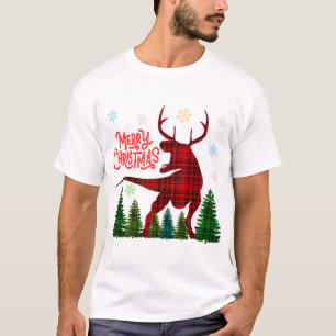 Camiseta xadrez de verificação de veados de dinossauros de