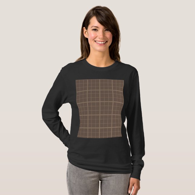 Camiseta Xadrez de Vidro com Tom de Terra Marrom (Frente Completa)