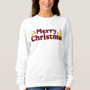 Camiseta Xadrez e Design Dourada "Feliz Natal"