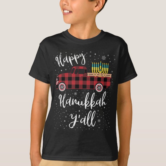 Camiseta Xadrez Engraçada Buffalo Feliz Hanukkah Y Todos Ca (Frente)