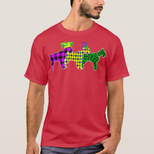 Camiseta Xadrez engraçada Leopard Mardi Gras Schnauzer Cach