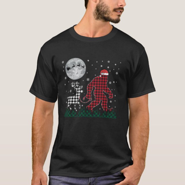 Camiseta Xadrez Engraçado de Papais noeis de Rena Bigfoot (Frente)