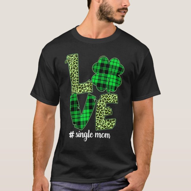 Camiseta Xadrez Engraçado Shamrock Adorava Solteiro Mãe Rua (Frente)