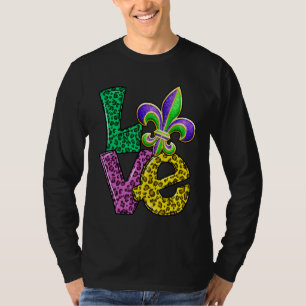 Camiseta Xadrez Leopardo Amor Com Fleur D Lis Mardi Gras Wo