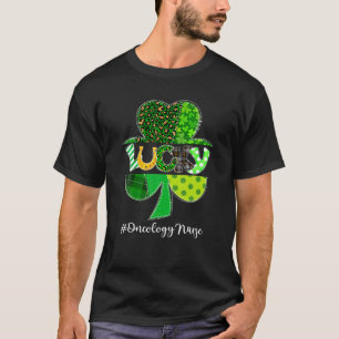 Camiseta Xadrez-leopardo Shamrock Lucky Oncology Nurse Rua