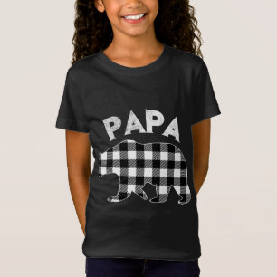 Camiseta Xadrez Negra E Búfalo Branco Papá Bear Natal