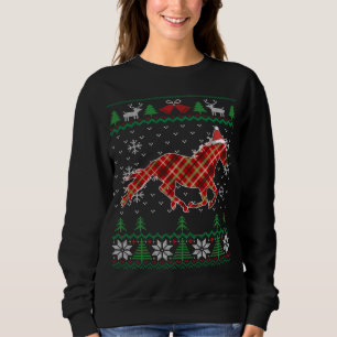Camiseta Xadrez Race Horse Santa Hat Rancher Equestrian Ugl