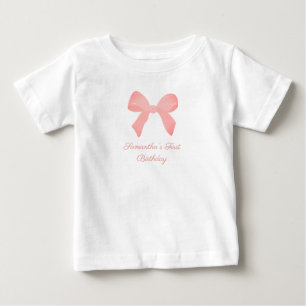 Camiseta Xadrez Rosa Laço Rosa Aniversário