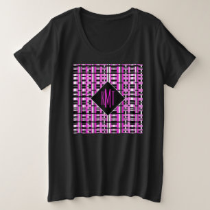 Camiseta Xadrez rosa monograma