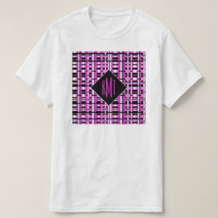 Camiseta Xadrez rosa monograma
