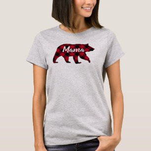 Camiseta Xadrez Rustic Mama Bear Red Buffalo