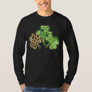Camiseta Xadrez Shamrock Leopard Camouflage Rua engraçada P