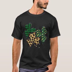 Camiseta Xadrez Shamrock Lucky Leopard Camouflage Diversão