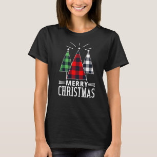Camiseta Xadrez Verde Vermelha Papais noeis de Natal Árvore