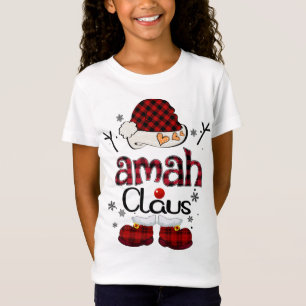 Camiseta Xadrez Vermelha Amah Claus - Presente Vovó
