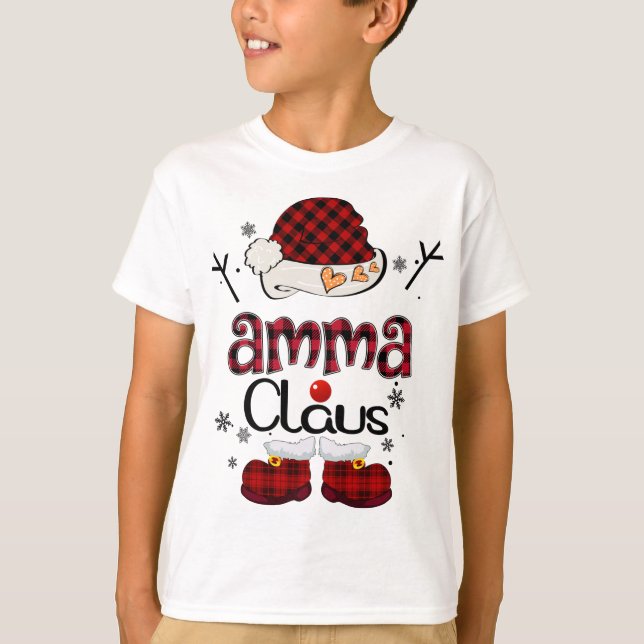Camiseta Xadrez Vermelha Amma Claus - Presente Vovó (Frente)