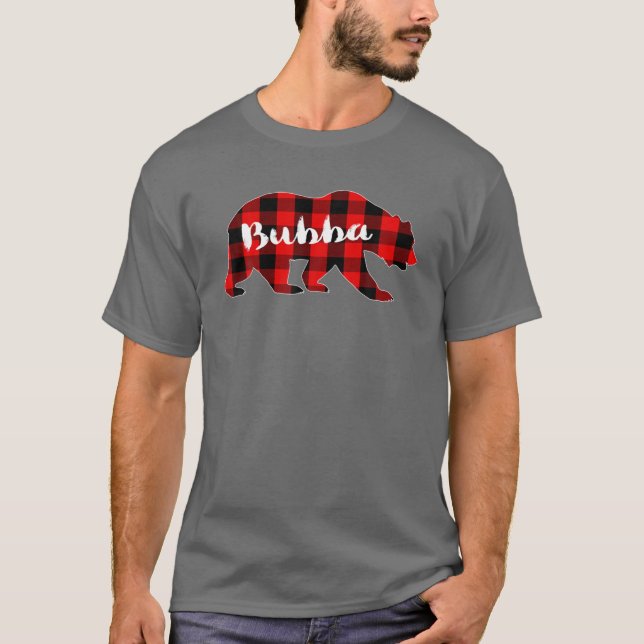 Camiseta Xadrez Vermelha Bubba Urso Buffalo Família Pajama  (Frente)