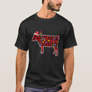 Camiseta Xadrez Vermelha Búfalo Vaca Natal Gir Família de