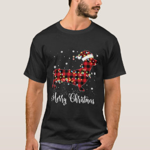 Camiseta Xadrez Vermelha Buffalo Dachshund Feliz