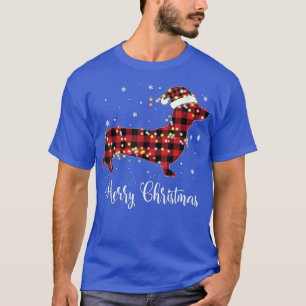Camiseta Xadrez Vermelha Buffalo Dachshund Feliz Natal Paja