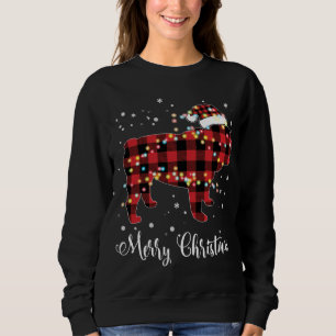 Camiseta Xadrez Vermelha Buffalo Inglês Buldogue Feliz Nata