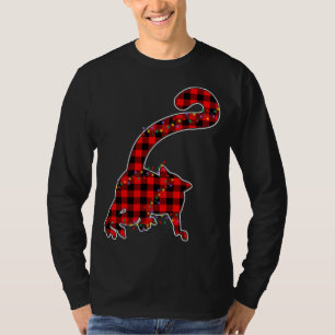 Camiseta Xadrez Vermelha Buffalo Lemur Xmas Light Matching