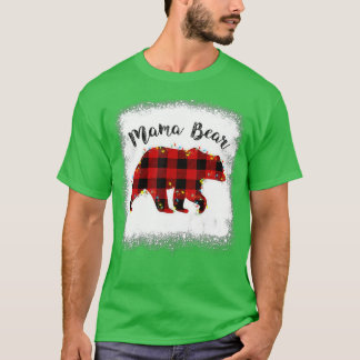 Camiseta Xadrez Vermelha Buffalo Mamãe Ursa Natal Pijamas F