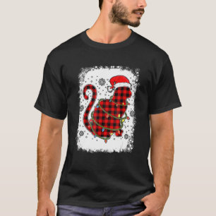 Camiseta Xadrez Vermelha Cat Santa Hap Família de Pijamas d