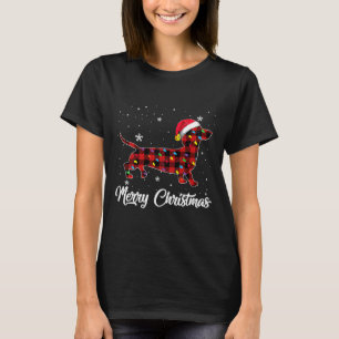 Camiseta Xadrez Vermelha Dachshund Natal Light