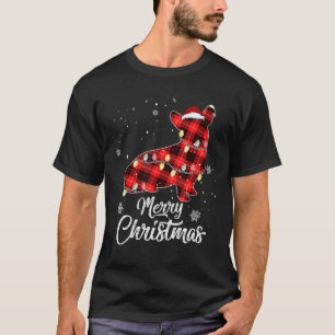 Camiseta Xadrez Vermelha de Corgi de Natal Pajama