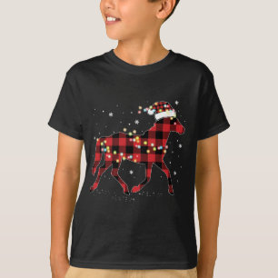 Camiseta Xadrez Vermelha de Natal, Buffalo Pajama Horse Rid