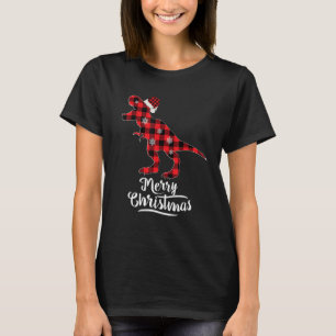 Camiseta Xadrez Vermelha Dinossauro Feliz Família Buffalo d