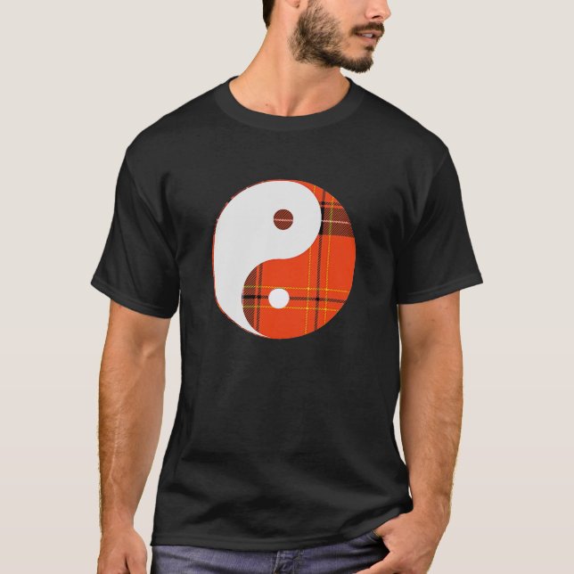 Camiseta Xadrez Vermelha e Yin Yang Branco (Frente)