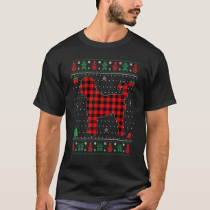 Camiseta Xadrez Vermelha Feia de Natal Feia de Cachorro de