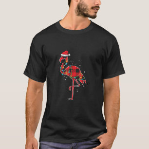 Camiseta Xadrez Vermelha Flamingo Natal Luz Papais noeis En