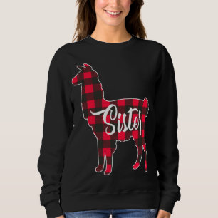 Camiseta Xadrez Vermelha Irmã Llama Família de Natal de Com