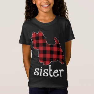 Camiseta Xadrez Vermelha Irmã Westie Pai de Natal Correspon
