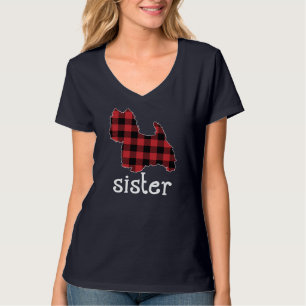 Camiseta Xadrez Vermelha Irmã Westie Pai de Natal Correspon