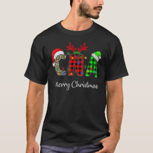 Camiseta Xadrez Vermelha Leopardo CNA Enfermando Santa Hat
