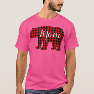 Camiseta Xadrez Vermelha Mãe Urso Correspondente à Família