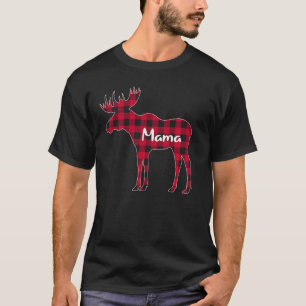 Camiseta Xadrez Vermelha Mama Moose Xmas que Corresponde à