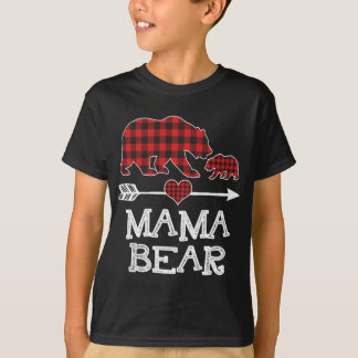 Camiseta Xadrez Vermelha Mama Urso Um Cubo Correspondendo B