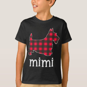 Camiseta Xadrez Vermelha Mimi Vovó Scottie Dog Festa de Nat