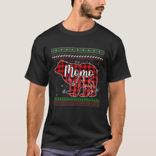 Camiseta Xadrez Vermelha Momo Bear Natal Pajama Matando Fam