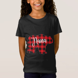 Camiseta Xadrez Vermelha Nana Bear Correspondendo à Família