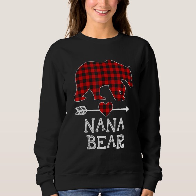 Camiseta Xadrez Vermelha Nana Bear Correspondente à Família (Frente)